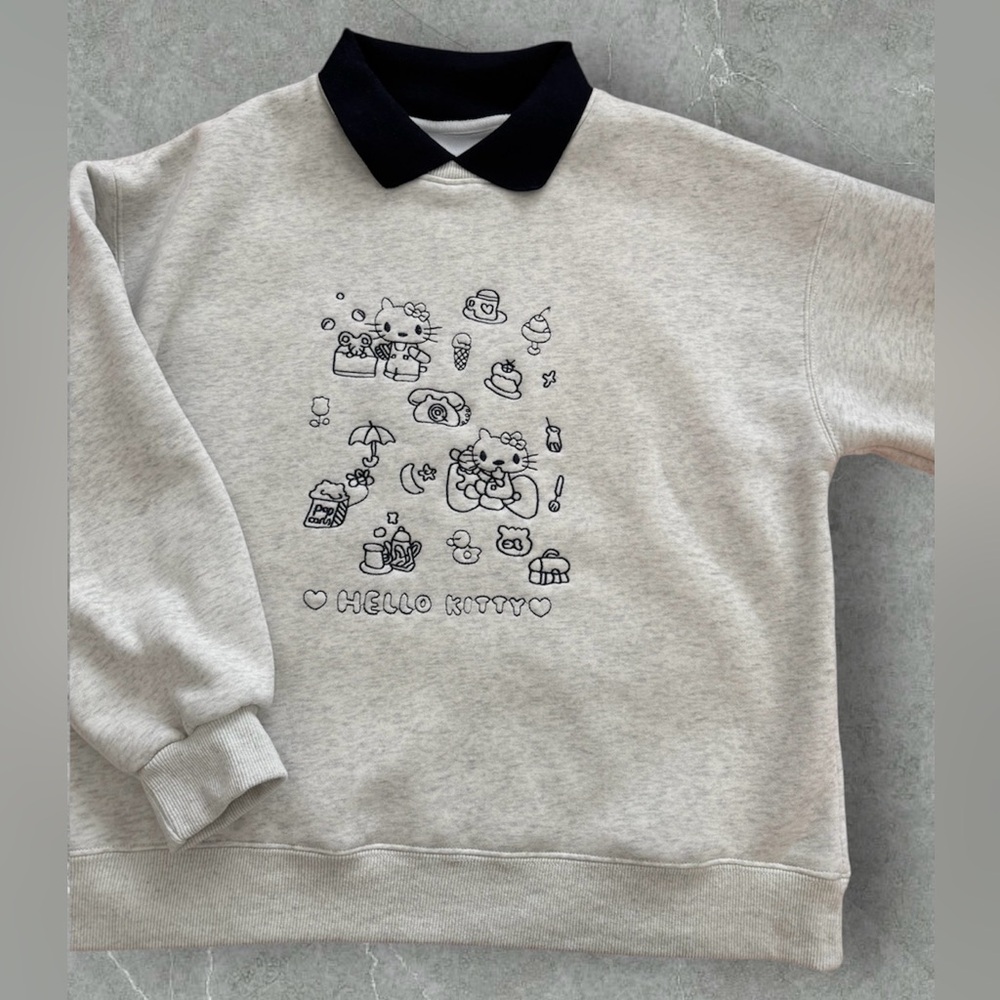 Hello Kitty Embroidered Fleece-Lined Sweatshirt Pullover